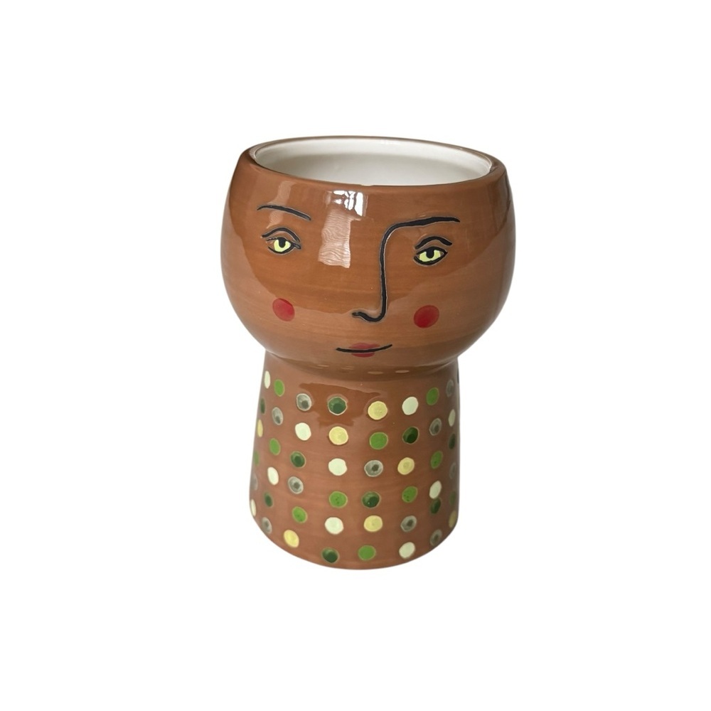 Artistic Brown Ceramic Face Planter